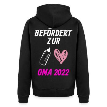 Befördert zur Oma 2022 Großmutter Geschenk - Unisex Premium Bio Zip Hoodie - Schwarz - Hinten - Nico (187cm)