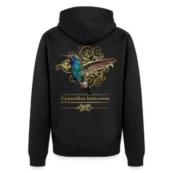 Piquiancho hummingbird - Unisex Premium Organic Zip Hoodie - black - Back - Nico (187cm)