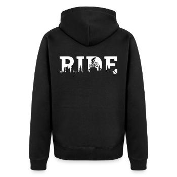 Ride mountain bike MTB cycling cycling - Unisex Premium Organic Zip Hoodie - black - Back - Nico (187cm)