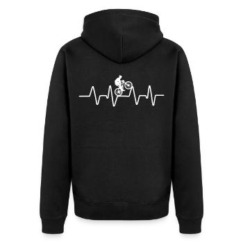 MTB heartbeat mountain bike - Unisex Premium Organic Zip Hoodie - black - Back - Nico (187cm)