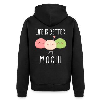 Life Is Better With Mochi Japanese Ice Cream Gift - Unisex Premium Organic Zip Hoodie - black - Back - Nico (187cm)