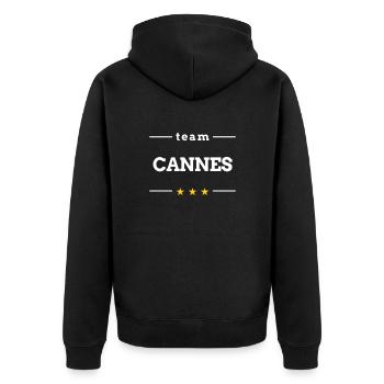 Das ist die Stadt Von Cannes! - Unisex Premium Bio Zip Hoodie - Schwarz - Hinten - Nico (187cm)