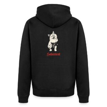 Okkulte Satanicat Satan Gothic Grunge Satan Teufel - Unisex Premium Bio Zip Hoodie - Schwarz - Hinten - Nico (187cm)