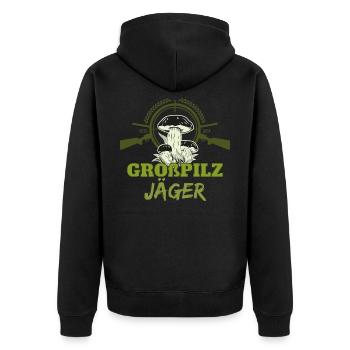 Pilze sammeln Schwammerl suchen | für Pilzsammler - Unisex Premium Bio Zip Hoodie - Schwarz - Hinten - Nico (187cm)