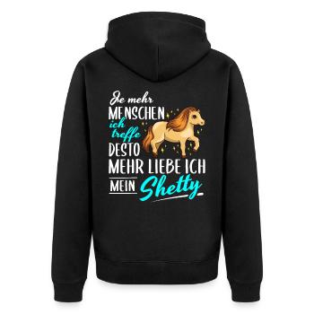 Shetty Pony Spruch Shetlandpony Pferd Geschenk - Unisex Premium Bio Zip Hoodie - Schwarz - Hinten - Nico (187cm)
