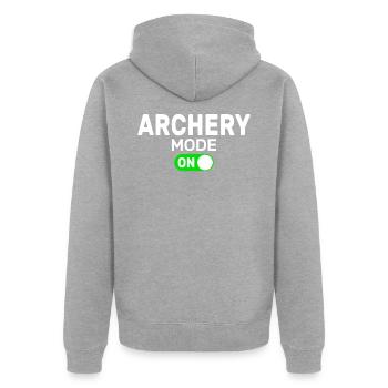 archery mode on - Veste à capuche bio Premium Unisexe - gris chiné - Dos - Nico (187cm)