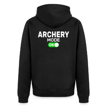 Archery Mode - Unisex Premium Bio Zip Hoodie - Schwarz - Hinten - Nico (187cm)