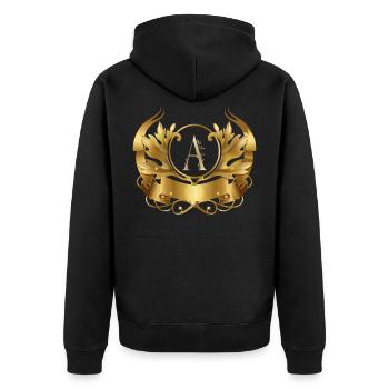 le A doré dans le cadre doré - Veste à capuche bio Premium Unisexe - noir - Dos - Nico (187cm)