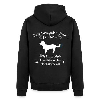 Alpenländische Dachsbracke - Unisex Premium Bio Zip Hoodie - Schwarz - Hinten - Nico (187cm)