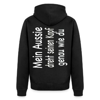Australian Shepherd - Aussie - Unisex Premium Bio Zip Hoodie - Schwarz - Hinten - Nico (187cm)