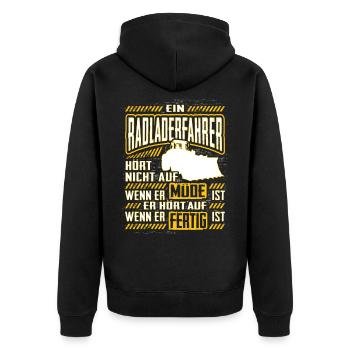 Radladerfahrer Spruch Geschenk Radlader Bagger Bau - Unisex Premium Bio Zip Hoodie - Schwarz - Hinten - Nico (187cm)