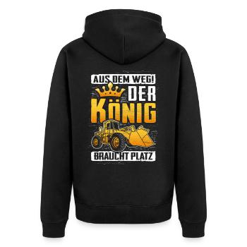Radlader Bagger Radladerfahrer Geschenk Baustelle - Unisex Premium Bio Zip Hoodie - Schwarz - Hinten - Nico (187cm)