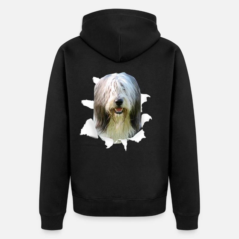 Bearded Collie - Chien Bearded Collie - Veste à capuche bio Premium Unisexe - noir