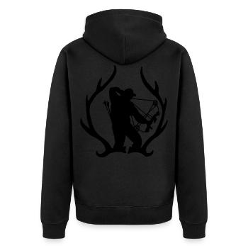 Jäger Bogen Sport - Unisex Premium Organic Zip Hoodie - black - Back - Nico (187cm)