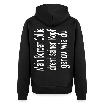 Border Collie - Border Collie Hund - Unisex Premium Bio Zip Hoodie - Schwarz - Hinten - Nico (187cm)