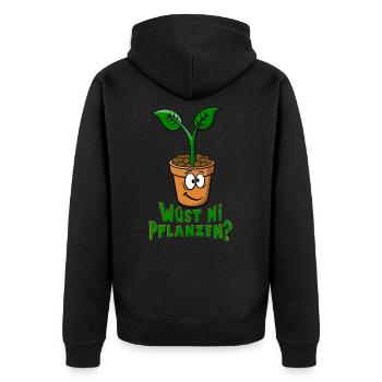 Gärtner Österreich Geschenkidee Garten Designs - Unisex Premium Bio Zip Hoodie - Schwarz - Hinten - Nico (187cm)