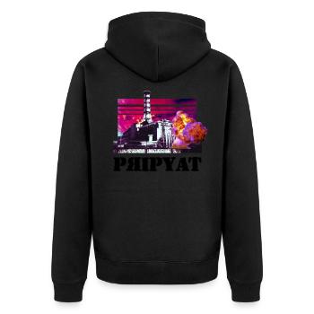 Tchernobyl TShirt 1986 Ville ukrainienne de Pripyat - Veste à capuche bio Premium Unisexe - noir - Dos - Nico (187cm)