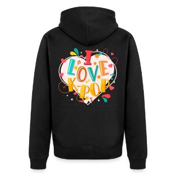 I Love K-Pop Music Kpop Koreanische Pop Musik - Unisex Premium Bio Zip Hoodie - Schwarz - Hinten - Nico (187cm)