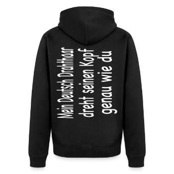 Deutsch Drahthaar Hund - Deutsch Drahthaar - Unisex Premium Bio Zip Hoodie - Schwarz - Hinten - Nico (187cm)