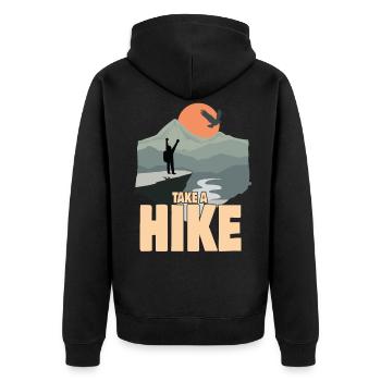 Take A Hike - Wanderer Saying - Unisex Premium Organic Zip Hoodie - black - Back - Nico (187cm)