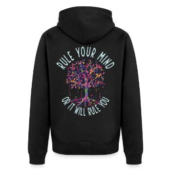 Tree of Life Spiritual Saying Yoga Workout - Unisex Premium Organic Zip Hoodie - black - Back - Nico (187cm)