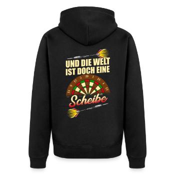 Deutsches Dartmer German Dart-Team - Dart - Unisex Premium Bio Zip Hoodie - Schwarz - Hinten - Nico (187cm)