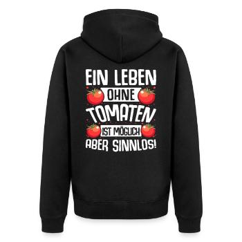 Tomaten Gärtner Hobbygärtner Geschenk Tomatenzucht - Unisex Premium Bio Zip Hoodie - Schwarz - Hinten - Nico (187cm)