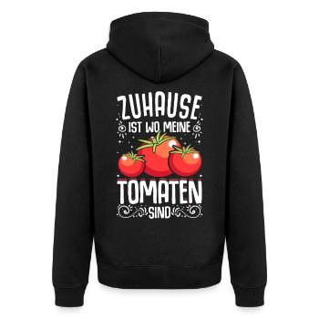 Tomaten Gärtner Hobbygärtner Geschenk Gartenarbeit - Unisex Premium Bio Zip Hoodie - Schwarz - Hinten - Nico (187cm)