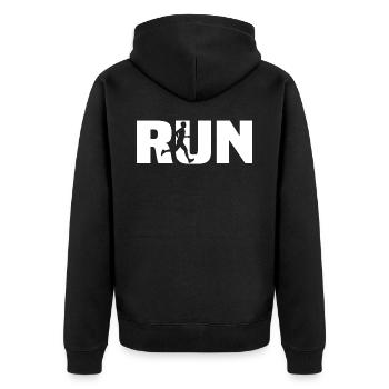 run running t-shirt runner - Veste à capuche bio Premium Unisexe - noir - Dos - Nico (187cm)