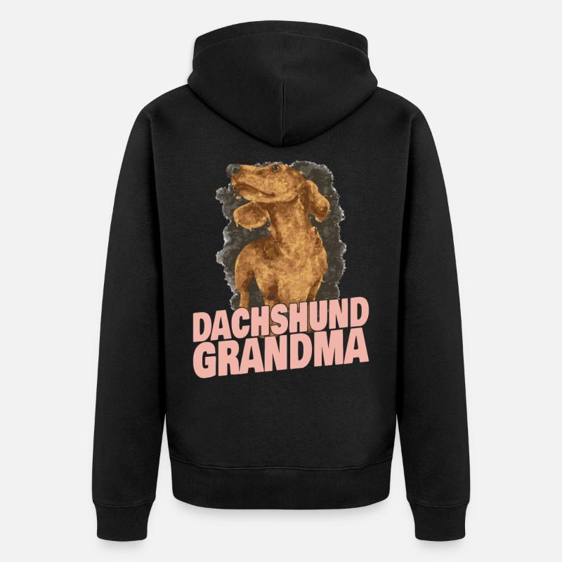 Dackel Oma Großmutter - Unisex Premium Bio Zip Hoodie - Schwarz