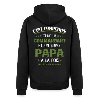 Papa commandant cadeau drôle fête des pères - Veste à capuche bio Premium Unisexe - noir - Dos - Nico (187cm)