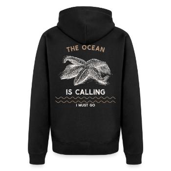 La mer appelle je vais, plongeur plonger vintage - Veste à capuche bio Premium Unisexe - noir - Dos - Nico (187cm)