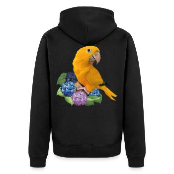 Guaruba Macaw - Unisex Premium Organic Zip Hoodie - black - Back - Nico (187cm)