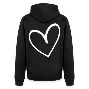 Émoji de coeur esquisse - Veste à capuche bio Premium Unisexe - noir - Dos - Nico (187cm)