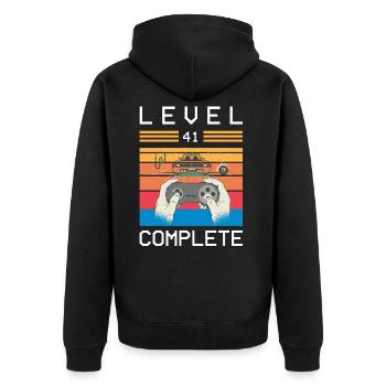 Rétro Gamer Gifts 41.Anniversaire Niveau 41 Complete - Veste à capuche bio Premium Unisexe - noir - Dos - Nico (187cm)