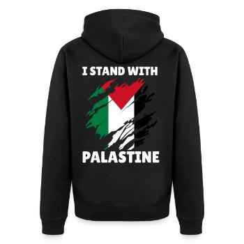 Palestinian Flag I Stand With Palestine - Unisex Premium Organic Zip Hoodie - black - Back - Nico (187cm)