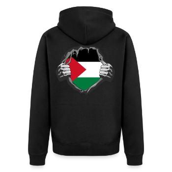 Free Palestine Palästinensische Palästina T-Shirt - Unisex Premium Bio Zip Hoodie - Schwarz - Hinten - Nico (187cm)
