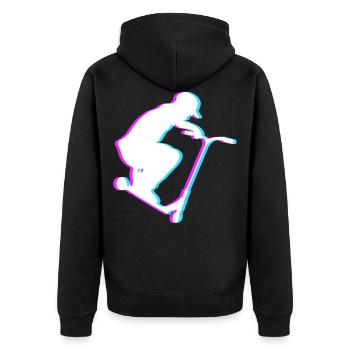 Cooles Stunt Scooter Tretroller Skater Geschenk - Unisex Premium Bio Zip Hoodie - Schwarz - Hinten - Nico (187cm)