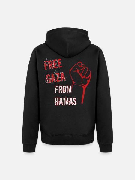 free gaza from - Unisex Premium Organic Zip Hoodie - black
