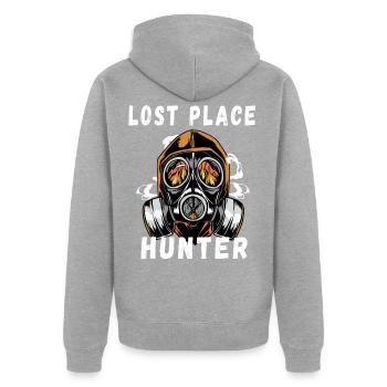 Caméra citation Lost Place Hunter Explorer cadeau - Veste à capuche bio Premium Unisexe - gris chiné - Dos - Nico (187cm)