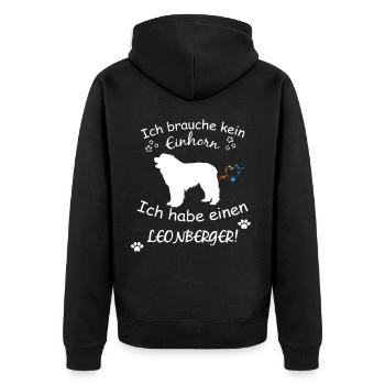 Leonberger Hund - Leonberger - Unisex Premium Bio Zip Hoodie - Schwarz - Hinten - Nico (187cm)