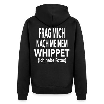 Whippet - Unisex Premium Bio Zip Hoodie - Schwarz - Hinten - Nico (187cm)