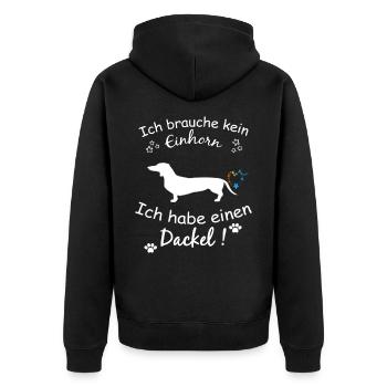Dackel Hund - Dackel - Unisex Premium Bio Zip Hoodie - Schwarz - Hinten - Nico (187cm)