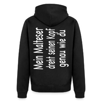 Malteser - Unisex Premium Bio Zip Hoodie - Schwarz - Hinten - Nico (187cm)
