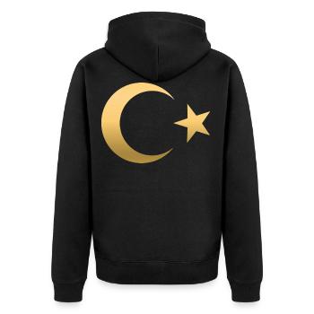 Türkei Fußball Flagge Türkiye Futbol Ay-Yildiz - Unisex Premium Bio Zip Hoodie - Schwarz - Hinten - Nico (187cm)