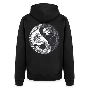 Yin Yang Japan Buddha Zen Meditation Gift - Unisex Premium Organic Zip Hoodie - black - Back - Nico (187cm)