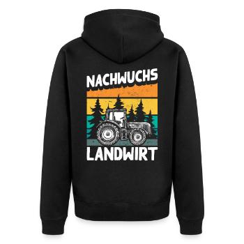 Nachwuchs Landwirt Traktor Trecker Bauer Geschenk - Unisex Premium Bio Zip Hoodie - Schwarz - Hinten - Nico (187cm)