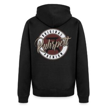 Ruhrgebiet Geschenk Ruhrpott Sprüche Bergbau Shirt - Unisex Premium Bio Zip Hoodie - Schwarz - Hinten - Nico (187cm)