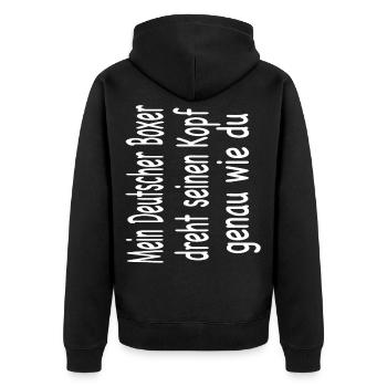 Deutscher Boxer Hund - Unisex Premium Bio Zip Hoodie - Schwarz - Hinten - Nico (187cm)