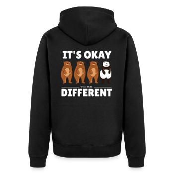It's Ok To Be A Little Different Panda Bear Shirt - Unisex Premium Bio Zip Hoodie - Schwarz - Hinten - Nico (187cm)